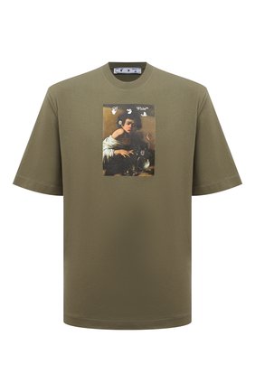 Мужская хлопковая футболка OFF-WHITE хаки цвета по цене 27200 руб., арт. 0MAA119F21JER017 | Фото 1 Мужская хлопковая футболка OFF-WHITE хаки цвета, арт. 0MAA119F21JER017 | Фото 1