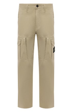 Мужские брюки-карго из хлопка и шерсти STONE ISLAND бежевого цвета, арт. 751530214 | Фото 1 (Материал внешний: Хлопок; Длина (брюки, джинсы): Стандартные; Случай: Повседневный; Силуэт М (брюки): Карго; Стили: Кэжуэл)