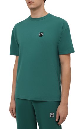 Мужская хлопковая футболка PALM ANGELS зеленого цвета, арт. PMAA001F21JER0125701 | Фото 3 (Принт: Без принта; Рукава: Короткие; Длина (для топов): Стандартные; Материал внешний: Хлопок)