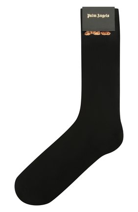 Мужские хлопковые носки PALM ANGELS черного цвета, арт. PMRA001F21FAB0011060 | Фото 1 (Материал внешний: Хлопок; Кросс-КТ: бельё)