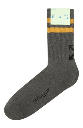 Мужские хлопковые носки OFF-WHITE серого цвета по цене 5875 руб., арт. 0MRA040F21KNI001 | Фото 1 Мужские хлопковые носки OFF-WHITE серого цвета, арт. 0MRA040F21KNI001 | Фото 1 (Материал внешний: Хлопок; Кросс-КТ: бельё)