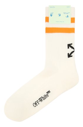 Мужские хлопковые носки OFF-WHITE кремвого цвета по цене 5875 руб., арт. 0MRA040F21KNI001 | Фото 1 Мужские хлопковые носки OFF-WHITE кремвого цвета, арт. 0MRA040F21KNI001 | Фото 1 (Материал внешний: Хлопок; Кросс-КТ: бельё)