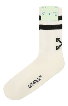 Мужские хлопковые носки OFF-WHITE кремвого цвета по цене 5875 руб., арт. 0MRA040F21KNI001 | Фото 1 Мужские хлопковые носки OFF-WHITE кремвого цвета, арт. 0MRA040F21KNI001 | Фото 1 (Материал внешний: Хлопок; Кросс-КТ: бельё)