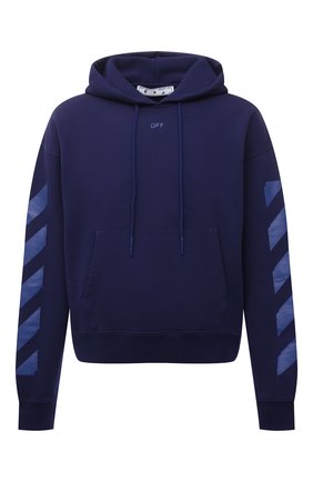 Мужской хлопковое худи OFF-WHITE синего цвета по цене 57950 руб., арт. 0MBB037F21FLE007 | Фото 1 Мужской хлопковое худи OFF-WHITE синего цвета, арт. 0MBB037F21FLE007 | Фото 1 (Материал внешний: Хлопок; Длина (для топов): Стандартные; Рукава: Длинные; Мужское Кросс-КТ: Худи-одежда; Принт: С принтом; Стили: Гранж)