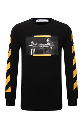 Мужская хлопковый лонгслив OFF-WHITE черного цвета по цене 29250 руб., арт. 0MAB001F21JER004 | Фото 1 Мужская хлопковый лонгслив OFF-WHITE черного цвета, арт. 0MAB001F21JER004 | Фото 1 (Длина (для топов): Стандартные; Материал внешний: Хлопок; Рукава: Длинные; Принт: С принтом)