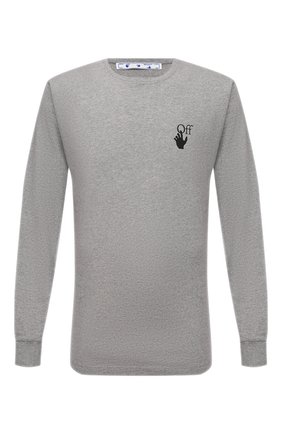 Мужская хлопковый лонгслив OFF-WHITE серого цвета по цене 26700 руб., арт. 0MAB001F21JER001 | Фото 1 Мужская хлопковый лонгслив OFF-WHITE серого цвета, арт. 0MAB001F21JER001 | Фото 1 (Материал внешний: Хлопок; Принт: С принтом; Рукава: Длинные; Длина (для топов): Стандартные)