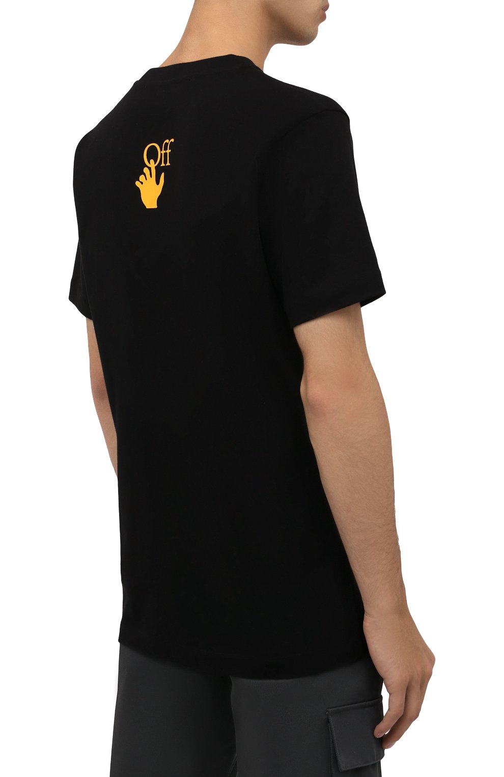 Мужская хлопковая футболка OFF-WHITE черного цвета, арт. 0MAA027F21JER014 | Фото 4 (Рукава: Короткие; Длина (для топов): Стандартные; Принт: С принтом; Материал внешний: Хлопок)
