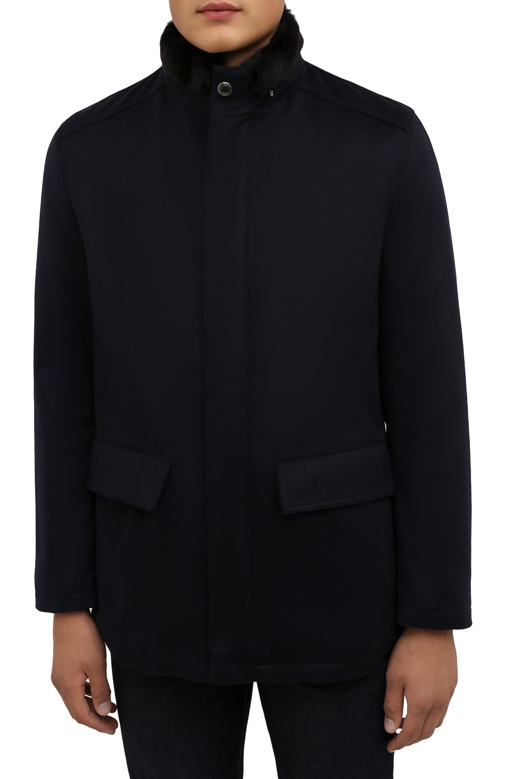 Мужская кашемировая куртка с меховой подкладкой KIRED темно-синего цвета, арт. WSALTAW681801900S | Фото 3 (Кросс-КТ: Куртка; Мужское Кросс-КТ: шерсть и кашемир, утепленные куртки; Материал внешний: Шерсть, Кашемир; Рукава: Длинные; Длина (верхняя одежда): До середины бедра; Стили: Классический)