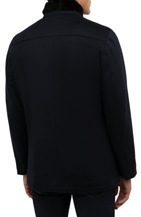 Мужская кашемировая куртка с меховой подкладкой KIRED темно-синего цвета, арт. WSALTAW681801900S | Фото 4 (Кросс-КТ: Куртка; Мужское Кросс-КТ: шерсть и кашемир, утепленные куртки; Материал внешний: Шерсть, Кашемир; Рукава: Длинные; Длина (верхняя одежда): До середины бедра; Стили: Классический)