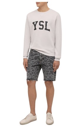Мужской хлопковый свитшот SAINT LAURENT кремвого цвета по цене 47150 руб., арт. 666979/Y36IP | Фото 2 Мужской хлопковый свитшот SAINT LAURENT кремвого цвета, арт. 666979/Y36IP | Фото 2