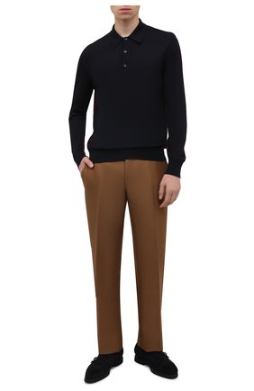 Мужское шерстяное поло BRIONI темно-синего цвета по цене 72050 руб., арт. UMR30L/01K21 | Фото 2 Мужское шерстяное поло BRIONI темно-синего цвета, арт. UMR30L/01K21 | Фото 2 (Материал внешний: Шерсть; Рукава: Длинные; Длина (для топов): Стандартные; Застежка: Пуговицы; Кросс-КТ: Трикотаж; Стили: Классический)