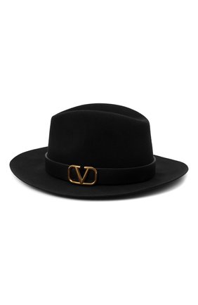 Женская фетровая шляпа VALENTINO черного цвета, арт. WW2HAA26/YTE | Фото 1 (Материал: Шерсть, Текстиль)