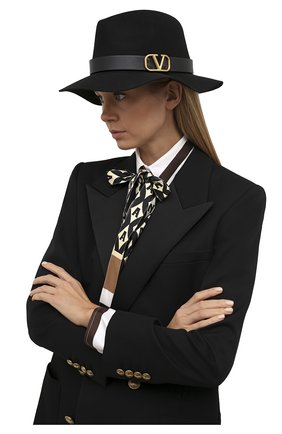 Женская фетровая шляпа VALENTINO черного цвета, арт. WW2HAA26/YTE | Фото 2 (Материал: Шерсть, Текстиль)