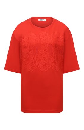 Женская хлопковая футболка VALENTINO оранжевого цвета по цене 76050 руб., арт. WB3MG14W6K7 | Фото 1 Женская хлопковая футболка VALENTINO оранжевого цвета, арт. WB3MG14W6K7 | Фото 1 (Материал внешний: Хлопок; Стили: Спорт-шик; Принт: Без принта; Женское Кросс-КТ: Футболка-одежда; Рукава: Короткие, 3/4; Длина (для топов): Стандартные)