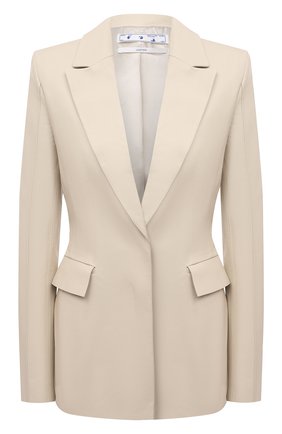 Женский кожаный жакет OFF-WHITE кремвого цвета по цене 218000 руб., арт. 0WJA048F21LEA001 | Фото 1 Женский кожаный жакет OFF-WHITE кремвого цвета, арт. 0WJA048F21LEA001 | Фото 1 (Рукава: Длинные; Материал подклада: Вискоза; Стили: Романтичный; Длина (для топов): Стандартные; 1-2-бортные: Однобортные; Женское Кросс-КТ: Жакет-одежда; Случай: Вечерний)