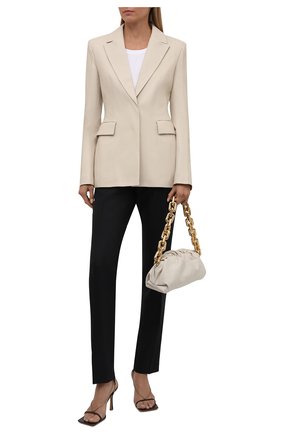 Женский кожаный жакет OFF-WHITE кремвого цвета по цене 218000 руб., арт. 0WJA048F21LEA001 | Фото 2 Женский кожаный жакет OFF-WHITE кремвого цвета, арт. 0WJA048F21LEA001 | Фото 2 (Рукава: Длинные; Материал подклада: Вискоза; Стили: Романтичный; Длина (для топов): Стандартные; 1-2-бортные: Однобортные; Женское Кросс-КТ: Жакет-одежда; Случай: Вечерний)