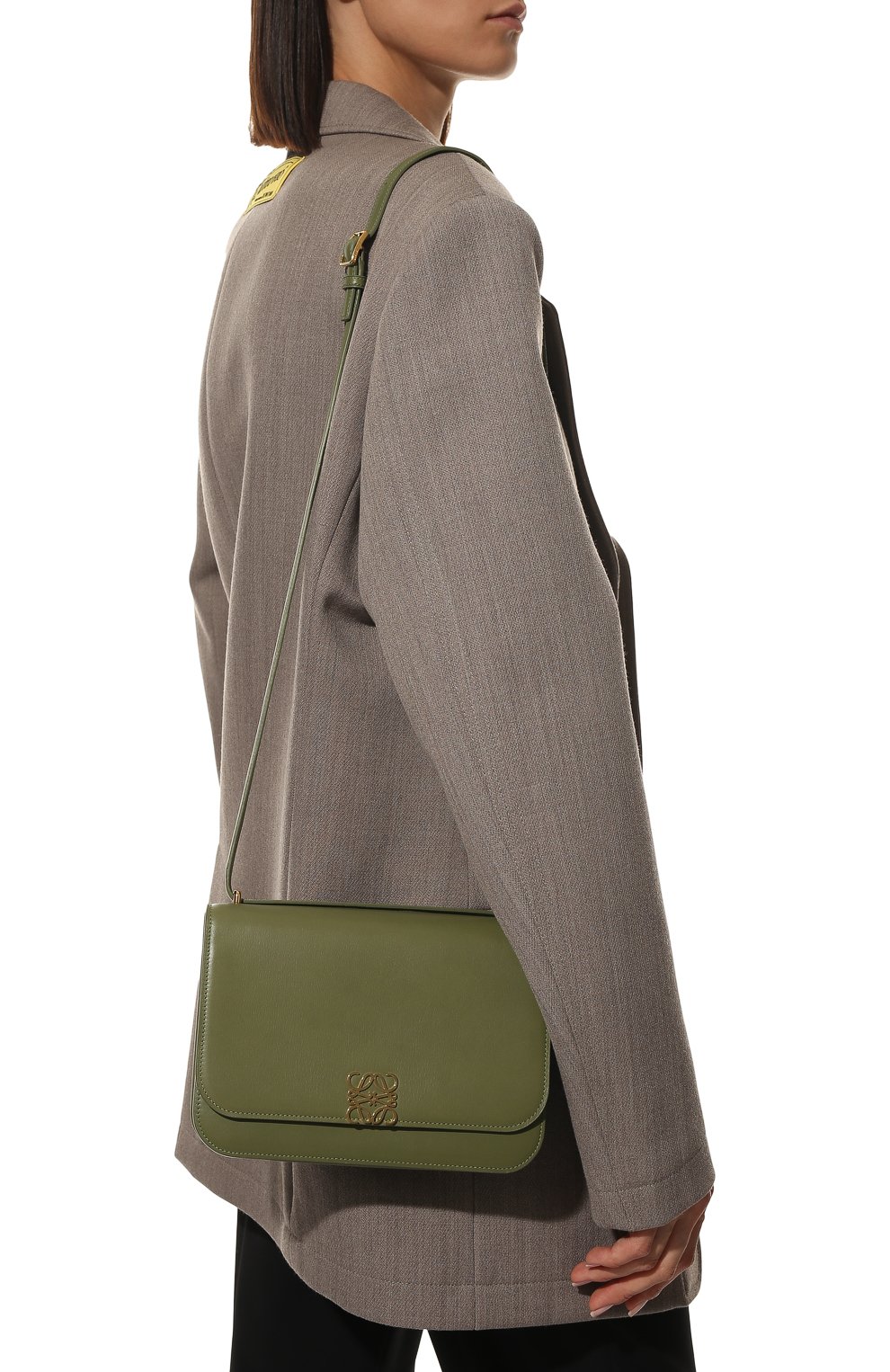 Женская сумка goya LOEWE зеленого цвета, арт. A896N01X03 | Фото 2 (Сумки-технические: Сумки через плечо; Материал: Натуральная кожа; Ремень/цепочка: На ремешке; Размер: small)
