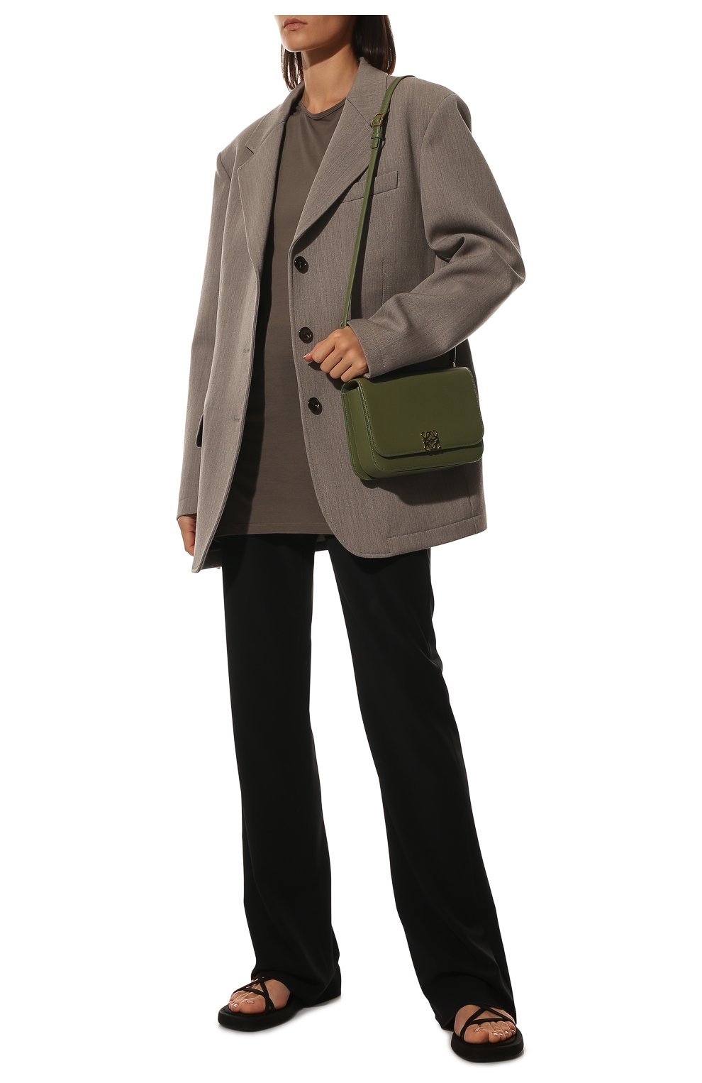 Женская сумка goya LOEWE зеленого цвета, арт. A896N01X03 | Фото 3 (Сумки-технические: Сумки через плечо; Материал: Натуральная кожа; Ремень/цепочка: На ремешке; Размер: small)