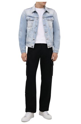 Мужская джинсовая куртка OFF-WHITE голубого цвета, арт. 0MYE054F21DEN001 | Фото 2 (Рукава: Длинные; Материал внешний: Хлопок, Деним; Длина (верхняя одежда): Короткие; Кросс-КТ: Деним, Куртка; Стили: Гранж)
