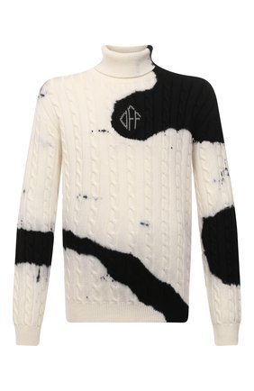 Мужской шерстяной свитер OFF-WHITE белого цвета по цене 76750 руб., арт. 0MHF033F21KNI002 | Фото 1 Мужской шерстяной свитер OFF-WHITE белого цвета, арт. 0MHF033F21KNI002 | Фото 1 (Материал внешний: Шерсть; Длина (для топов): Стандартные; Рукава: Длинные; Мужское Кросс-КТ: Свитер-одежда; Принт: С принтом; Стили: Гранж)