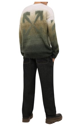 Мужской свитер OFF-WHITE хаки цвета по цене 88550 руб., арт. 0MHE098F21KNI001 | Фото 2 Мужской свитер OFF-WHITE хаки цвета, арт. 0MHE098F21KNI001 | Фото 2 (Материал внешний: Шерсть, Синтетический материал; Мужское Кросс-КТ: Свитер-одежда; Принт: С принтом; Стили: Гранж; Длина (для топов): Стандартные; Рукава: Длинные)