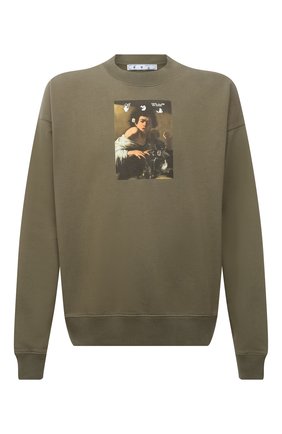 Мужской хлопковый свитшот OFF-WHITE хаки цвета по цене 52300 руб., арт. 0MBA054F21FLE010 | Фото 1 Мужской хлопковый свитшот OFF-WHITE хаки цвета, арт. 0MBA054F21FLE010 | Фото 1 (Материал внешний: Хлопок; Длина (для топов): Стандартные; Рукава: Длинные; Мужское Кросс-КТ: свитшот-одежда; Принт: С принтом; Стили: Гранж)