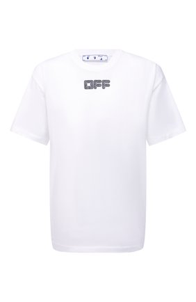 Мужская хлопковая футболка OFF-WHITE белого цвета по цене 24400 руб., арт. 0MAA038F21JER001 | Фото 1 Мужская хлопковая футболка OFF-WHITE белого цвета, арт. 0MAA038F21JER001 | Фото 1 (Материал внешний: Хлопок; Принт: С принтом; Рукава: Короткие; Длина (для топов): Удлиненные)