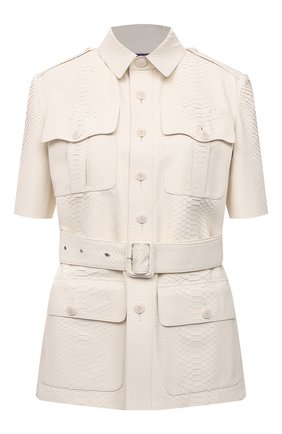 Женский жакет из кожи питона RALPH LAUREN кремвого цвета по цене 799500 руб., арт. 290849865/PBIV | Фото 1 Женский жакет из кожи питона RALPH LAUREN кремвого цвета, арт. 290849865/PBIV | Фото 1 (Длина (для топов): Стандартные; Рукава: Короткие; Материал внешний: Экзотическая кожа; Стили: Гламурный; Женское Кросс-КТ: Жакет-одежда; 1-2-бортные: Однобортные; Случай: Повседневный)