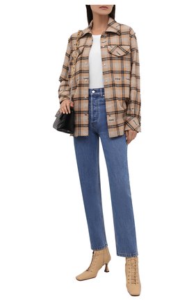 Женская хлопковая рубашка OFF-WHITE бежевого цвета по цене 65950 руб., арт. 0WEA261F21FAB004 | Фото 2 Женская хлопковая рубашка OFF-WHITE бежевого цвета, арт. 0WEA261F21FAB004 | Фото 2 (Длина (для топов): Удлиненные; Материал внешний: Хлопок, Синтетический материал; Рукава: Длинные; Стили: Спорт-шик; Принт: Клетка; Женское Кросс-КТ: Рубашка-одежда)