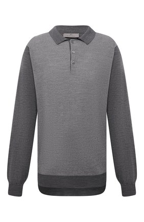 Мужское шерстяное поло CANALI серого цвета по цене 56200 руб., арт. C0017B/MK01261 | Фото 1 Мужское шерстяное поло CANALI серого цвета, арт. C0017B/MK01261 | Фото 1 (Материал внешний: Шерсть; Рукава: Длинные; Длина (для топов): Стандартные; Застежка: Пуговицы; Big sizes: Big Sizes; Кросс-КТ: Трикотаж; Стили: Кэжуэл)