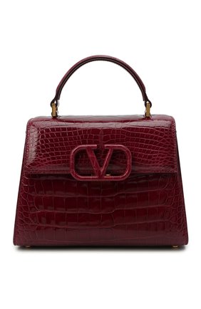 Женская сумка vsling small из кожи аллигатора VALENTINO бордового цвета по цене 1305000 руб., арт. WW2B0F53/XDE/AMIS | Фото 1 Женская сумка vsling small из кожи аллигатора VALENTINO бордового цвета, арт. WW2B0F53/XDE/AMIS | Фото 1 (Ремень/цепочка: На ремешке; Размер: small; Сумки-технические: Сумки top-handle, Сумки через плечо)