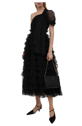 Женское платье REDVALENTINO черного цвета по цене 161500 руб., арт. WR3VABL5/5YP | Фото 2 Женское платье REDVALENTINO черного цвета, арт. WR3VABL5/5YP | Фото 2 (Длина Ж (юбки, платья, шорты): Миди; Материал внешний: Синтетический материал; Материал подклада: Синтетический материал; Женское Кросс-КТ: Платье-одежда; Случай: Вечерний; Стили: Романтичный)