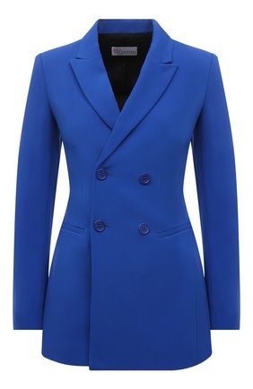Женский двубортный жакет REDVALENTINO синего цвета по цене 75650 руб., арт. WR0CED00/2EU | Фото 1 Женский двубортный жакет REDVALENTINO синего цвета, арт. WR0CED00/2EU | Фото 1 (Материал внешний: Вискоза, Синтетический материал; Рукава: Длинные; Материал подклада: Синтетический материал; Длина (для топов): Стандартные; Женское Кросс-КТ: Жакет-одежда; 1-2-бортные: Двубортные; Стили: Кэжуэл; Случай: Повседневный)