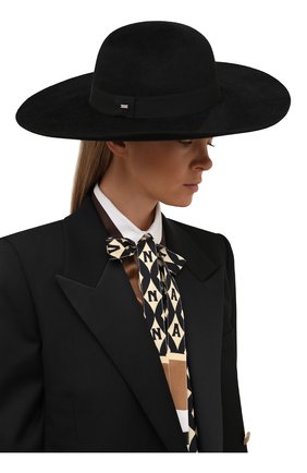 Женская фетровая шляпа SAINT LAURENT черного цвета, арт. 668410/3YA58 | Фото 2 (Материал: Шерсть, Текстиль)