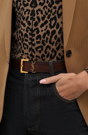 Женский кожаный ремень SAINT LAURENT коричневого цвета по цене 38950 руб., арт. 634437/0H7YW | Фото 2 Женский кожаный ремень SAINT LAURENT коричневого цвета, арт. 634437/0H7YW | Фото 2