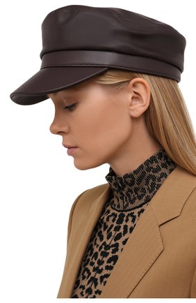 Женская кожаная кепка YS ARMY PARIS темно-коричневого цвета, арт. 22WAA002XXAPXX | Фото 2 (Материал: Натуральная кожа)