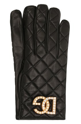 Женские кожаные перчатки DOLCE & GABBANA черного цвета, арт. BF0170/AQ220 | Фото 1 (Материал: Натуральная кожа)