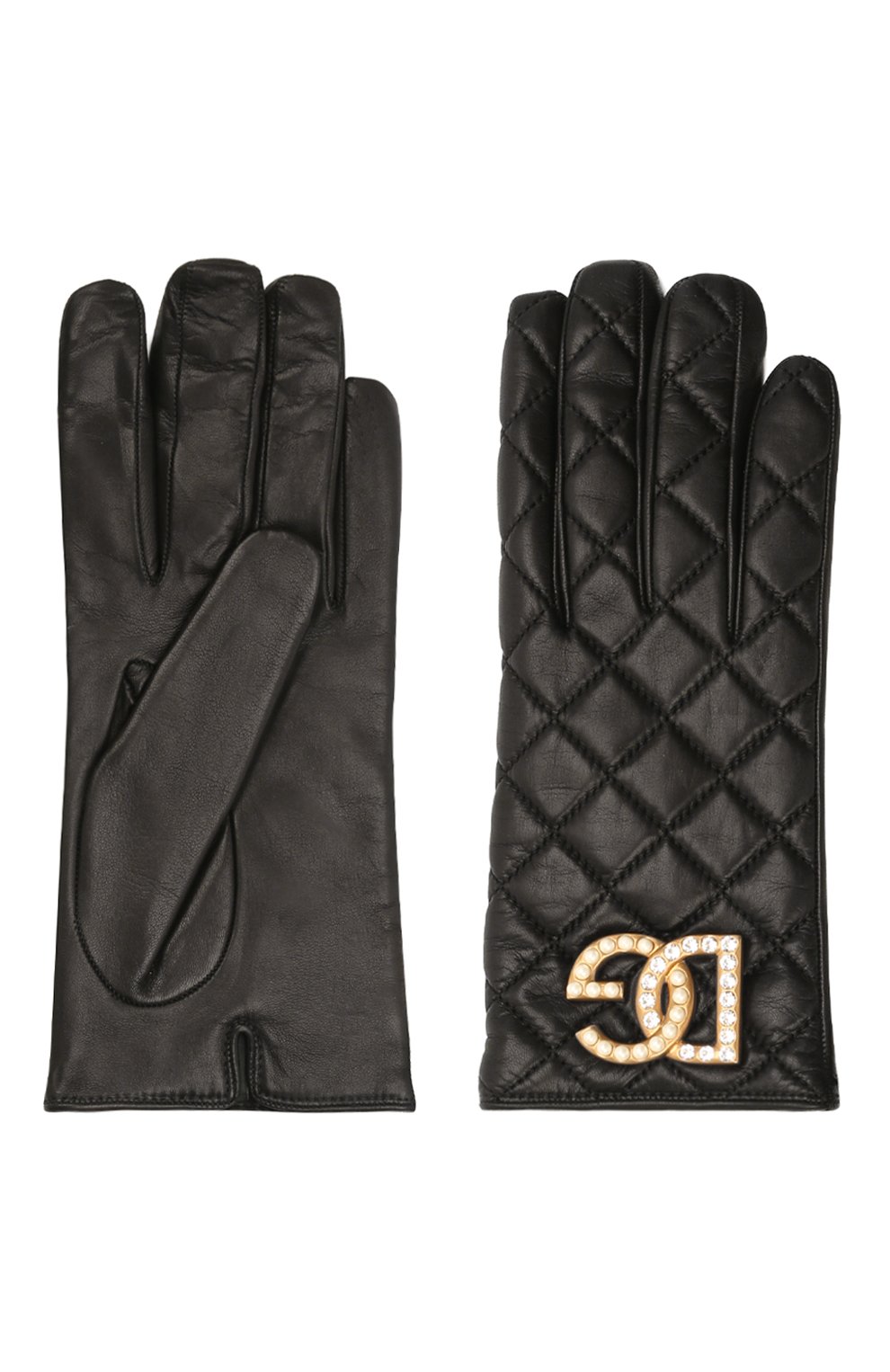 Женские кожаные перчатки DOLCE & GABBANA черного цвета, арт. BF0170/AQ220 | Фото 2 (Материал: Натуральная кожа)