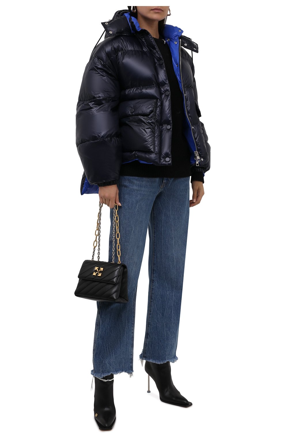 Женская утепленная куртка ALEXANDER MCQUEEN темно-синего цвета, арт. 661927/QEAC1 | Фото 2 (Кросс-КТ: Куртка, Утепленный, Пуховик; Рукава: Длинные; Материал внешний: Синтетический материал; Стили: Спорт-шик; Материал подклада: Синтетический материал; Длина (верхняя одежда): Короткие)