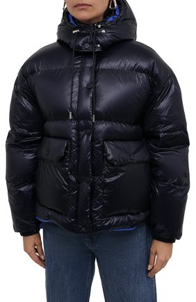 Женская утепленная куртка ALEXANDER MCQUEEN темно-синего цвета, арт. 661927/QEAC1 | Фото 3 (Кросс-КТ: Куртка, Утепленный, Пуховик; Рукава: Длинные; Материал внешний: Синтетический материал; Стили: Спорт-шик; Материал подклада: Синтетический материал; Длина (верхняя одежда): Короткие)