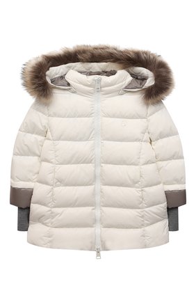 Детская пуховая куртка HERNO белого цвета по цене 62400 руб., арт. PI0124G/12004/10A-14A | Фото 1 Детская пуховая куртка HERNO белого цвета, арт. PI0124G/12004/10A-14A | Фото 1 (Материал утеплителя: Пух и перо; Материал внешний: Синтетический материал; Материал подклада: Синтетический материал; Рукава: Длинные; Девочки Кросс-КТ: Пуховик-верхняя одежда; Кросс-КТ: Сезон: зима; Ростовка одежда: 10 - 11 лет | 140 - 146см, 12 лет | 152 см, 13 - 15 лет | 158 см)
