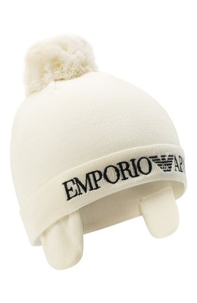 Детского шерстяная шшапка EMPORIO ARMANI белого цвета по цене 9300 руб., арт. 394356/1A402 | Фото 1 Детского шерстяная шшапка EMPORIO ARMANI белого цвета, арт. 394356/1A402 | Фото 1 (Материал: Шерсть)