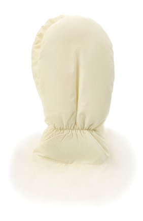 Детские пуховые варежки с мехом YVES SALOMON ENFANT белого цвета, арт. 21WEA016XXM08W | Фото 1 (Материал: Синтетический материал, Текстиль)
