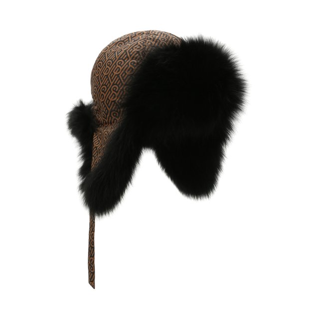 Пуховая шапка-ушанка с мехом Yves Salomon Enfant 21WEA015XXM08W