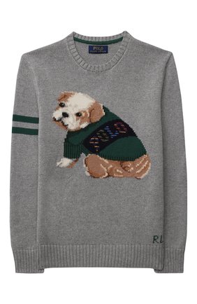 Детский хлопковый пуловер POLO RALPH LAUREN серого цвета по цене 15300 руб., арт. 323851001 | Фото 1 Детский хлопковый пуловер POLO RALPH LAUREN серого цвета, арт. 323851001 | Фото 1 (Материал внешний: Хлопок; Рукава: Длинные; Мальчики Кросс-КТ: Пуловер-одежда; Ростовка одежда: 13 - 15 лет | 158 см, 10 - 11 лет | 140 - 146см, 9 лет | 134 см, 16 лет | 164 см)
