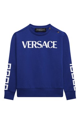 Детский хлопковый свитшот VERSACE синего цвета по цене 13750 руб., арт. 1000093/1A01322 | Фото 1 Детский хлопковый свитшот VERSACE синего цвета, арт. 1000093/1A01322 | Фото 1 (Рукава: Длинные; Материал внешний: Хлопок; Ростовка одежда: 12 мес | 80 см, 18 мес | 86 см, 24 мес | 92 см, 3 мес | 62 см, 36 мес | 98 см, 6 мес | 68 см, 9 мес | 74 см)