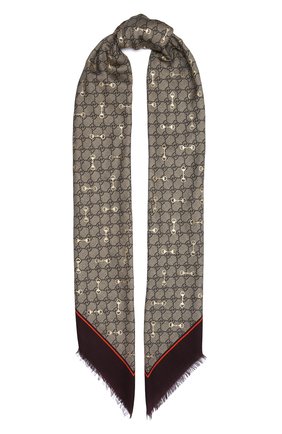 Женская шаль GUCCI коричневого цвета по цене 41600 руб., арт. 662577/3GA40 | Фото 1 Женская шаль GUCCI коричневого цвета, арт. 662577/3GA40 | Фото 1 (Материал: Текстиль)