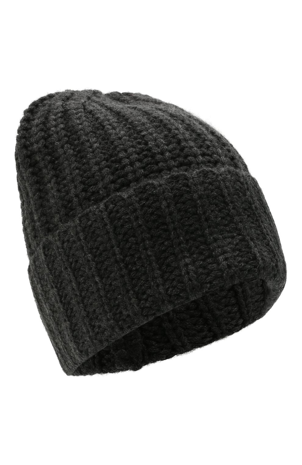 Женская кашемировая шапка FTC темно-серого цвета, арт. 840-0560 | Фото 1 (Материал: Текстиль, Кашемир, Шерсть)
