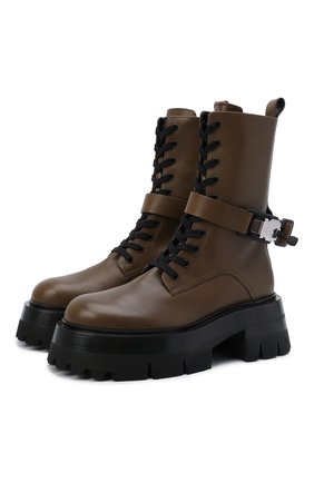 Женские кожаные ботинки VERSACE хаки цвета по цене 112000 руб., арт. 1000822/1A00633 | Фото 1 Женские кожаные ботинки VERSACE хаки цвета, арт. 1000822/1A00633 | Фото 1 (Материал внутренний: Натуральная кожа; Женское Кросс-КТ: Байкеры-ботинки; Каблук высота: Средний; Подошва: Платформа)
