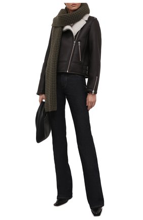 Женский шарф из кашемира и шерсти STELLA MCCARTNEY хаки цвета по цене 47050 руб., арт. 604030/S2273 | Фото 2 Женский шарф из кашемира и шерсти STELLA MCCARTNEY хаки цвета, арт. 604030/S2273 | Фото 2 (Материал: Кашемир, Шерсть)